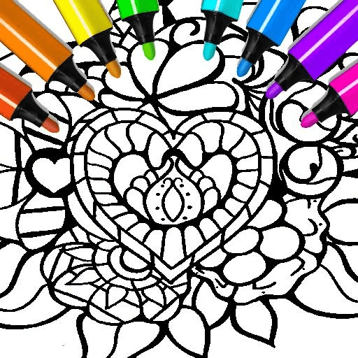 Abstract Heart Coloring Pages